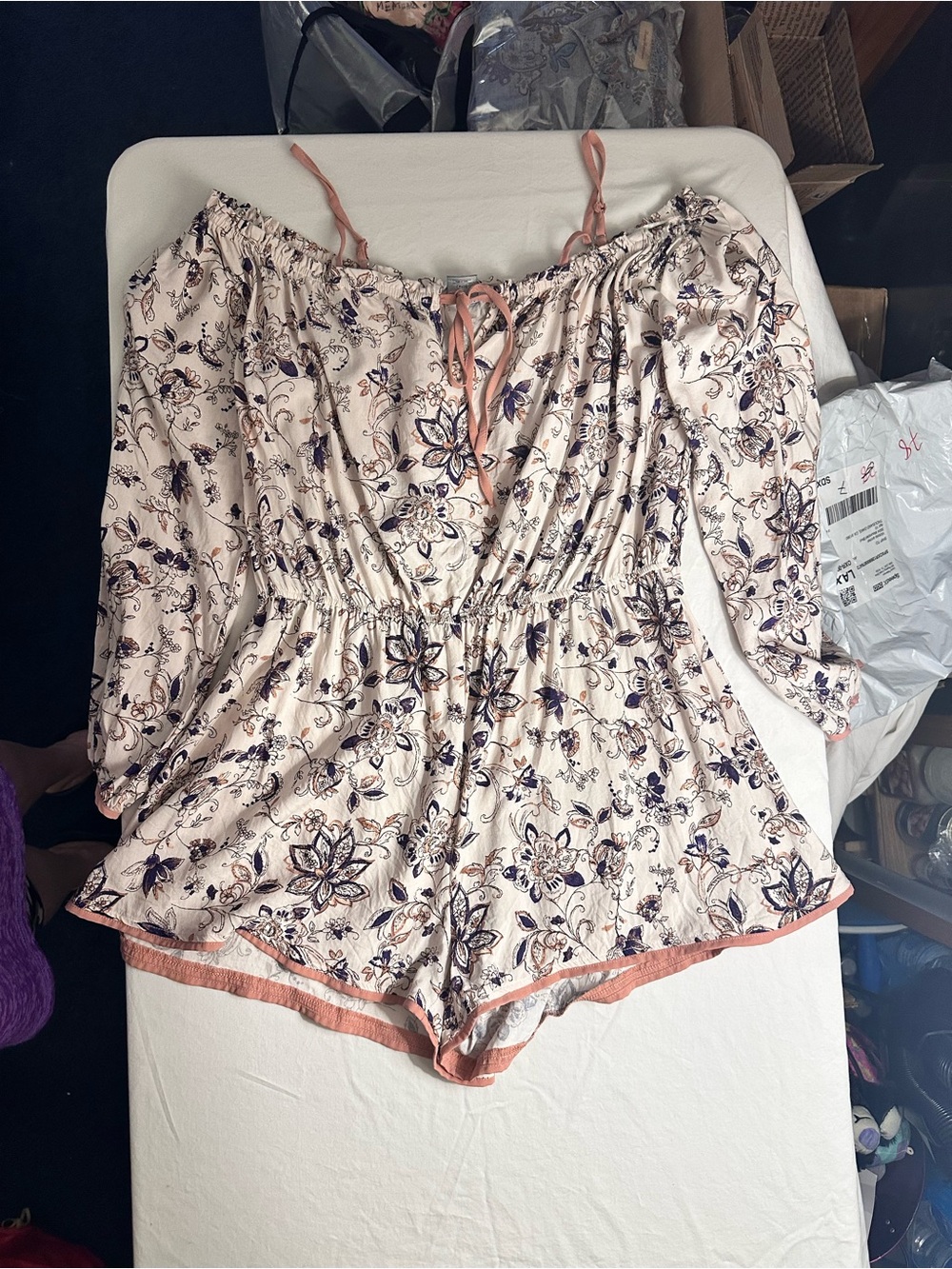 Ethereal Altar'd State Boho Cottagecore Festival  Floral Off-Shoulder Romper